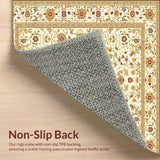 Ultra Soft Area Rug, Non Slip, Stain Resistant, Washable Area Rugs for Living Room, Bedroom, Beige Geometric Area Contemporary Boho Vibes(Ivory)