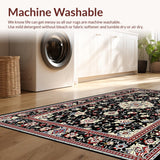 Ultra Soft Area Rug, Non Slip, Stain Resistant, Washable Area Rugs for Living Room, Bedroom, Refined Traditional Lattice Design Style(Black)