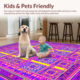 Ultra Soft Area Rug, Non Slip, Stain Resistant, Washable Area Rugs for Living Room, Bedroom, Colorful Geometric Pop Art Pattern(Purple)