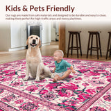 Ultra Soft Area Rug, Non Slip, Stain Resistant, Washable Area Rugs for Living Room, Bedroom, Lively Nature-Inspired Floral Design(White)