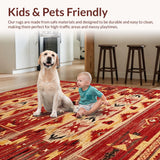 Ultra Soft Area Rug, Non Slip, Stain Resistant, Washable Area Rugs for Living Room, Bedroom, Dynamic Crimson and Brown Weave(Red)
