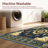 Ultra Soft Area Rug, Non Slip, Stain Resistant, Washable Area Rugs for Living Room, Bedroom, Flower Area(Blue)