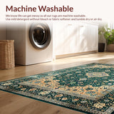 Ultra Soft Area Rug, Non Slip, Stain Resistant, Washable Area Rugs for Living Room, Bedroom, Sleek Minimalist Medallion Style(Blue)