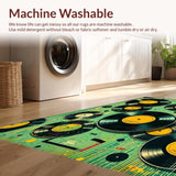 Ultra Soft Area Rug, Non Slip, Stain Resistant, Washable Area Rugs for Living Room, Bedroom, Retro Vinyl Record Entryway Non-Slip Doormat(Black)