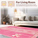 Ultra Soft Area Rug, Non Slip, Stain Resistant, Washable Area Rugs for Living Room, Bedroom, Cute Feminine Bedroom Accent Rug Washable(Pink)