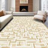 Ivory Maze Beige Geometric Accent Modern Art(Beige)