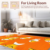 Ultra Soft Area Rug, Non Slip, Stain Resistant, Washable Area Rugs for Living Room, Bedroom, Cute Marine Creature Visual Appeal(Orange)