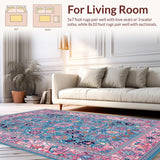 Ultra Soft Area Rug, Non Slip, Stain Resistant, Washable Area Rugs for Living Room, Bedroom, Timeless Vibrant Lattice Composition(Blue)