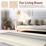 Modern Beige Runner Non Slip Hallway with Striped Design(Beige)