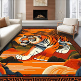 Ultra Soft Area Rug, Non Slip, Stain Resistant, Washable Area Rugs for Living Room, Bedroom, Bold Spiritual Animal Motif(Orange)