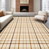 Ultra Soft Area Rug, Non Slip, Stain Resistant, Washable Area Rugs for Living Room, Bedroom, Contemporary Earthy Toned Plaid(Beige)