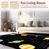 Ultra Soft Area Rug, Non Slip, Stain Resistant, Washable Area Rugs for Living Room, Bedroom, Stellar Whimsical Planetary Theme(Yellow)