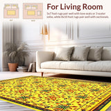 Ultra Soft Area Rug, Non Slip, Stain Resistant, Washable Area Rugs for Living Room, Bedroom, Colorful Spiraled Dreamlike Aesthetic(Yellow)