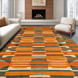 Ultra Soft Area Rug, Non Slip, Stain Resistant, Washable Area Rugs for Living Room, Bedroom, Retro Eclectic Abstract Composition(Orange)