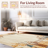 Ultra Soft Area Rug, Non Slip, Stain Resistant, Washable Area Rugs for Living Room, Bedroom, Vintage Inspired Area with Leopard Print(Beige)