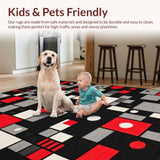 Ultra Soft Area Rug, Non Slip, Stain Resistant, Washable Area Rugs for Living Room, Bedroom, Quirky Black Geometric Motif(Black)