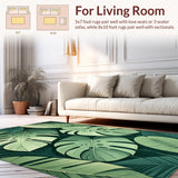 Ultra Soft Area Rug, Non Slip, Stain Resistant, Washable Area Rugs for Living Room, Bedroom, Rustic Tropical Inspiration Theme(Green)