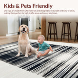 Ultra Soft Area Rug, Non Slip, Stain Resistant, Washable Area Rugs for Living Room, Bedroom, Bold Black White Floor Decor(Black)