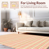 Ultra Soft Area Rug, Non Slip, Stain Resistant, Washable Area Rugs for Living Room, Bedroom, Sleek Minimalist Tiled Arrangement(Orange)