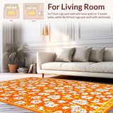 Ultra Soft Area Rug, Non Slip, Stain Resistant, Washable Area Rugs for Living Room, Bedroom, Lively Spring-Inspired Rug Art(Orange)