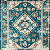 Ultra Soft Area Rug, Non Slip, Stain Resistant, Washable Area Rugs for Living Room, Bedroom, Retro Distressed Floral Medallion(Blue)