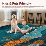 Ultra Soft Area Rug, Non Slip, Stain Resistant, Washable Area Rugs for Living Room, Bedroom, Chic Modern Animal Graphic Style(Blue)