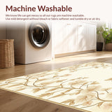 Ultra Soft Area Rug, Non Slip, Stain Resistant, Washable Area Rugs for Living Room, Bedroom, Botanical Bliss Entrance Beige Floral Non Slip Boho Decor(Beige)