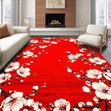 Ultra Soft Area Rug, Non Slip, Stain Resistant, Washable Area Rugs for Living Room, Bedroom, Transitional Abstract Blossom Arrangement(Red)