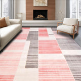 Ultra Soft Area Rug, Non Slip, Stain Resistant, Washable Area Rugs for Living Room, Bedroom, Trendy Modern Textured Stripes(Red)