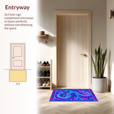 Ultra Soft Area Rug, Non Slip, Stain Resistant, Washable Area Rugs for Living Room, Bedroom, Vibrant Colorful Mythical Design(Blue)
