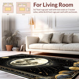 Ultra Soft Area Rug, Non Slip, Stain Resistant, Washable Area Rugs for Living Room, Bedroom, Chic Cozy Botanical Aesthetic(Gold)