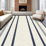 Ultra Soft Area Rug, Non Slip, Stain Resistant, Washable Area Rugs for Living Room, Bedroom, Contemporary Cream Navy Stripe Aesthetic(Ivory)