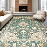 Ultra Soft Area Rug, Non Slip, Stain Resistant, Washable Area Rugs for Living Room, Bedroom, Timeless Ornate Tiled Aesthetic(Green)
