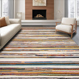 Ultra Soft Area Rug, Non Slip, Stain Resistant, Washable Area Rugs for Living Room, Bedroom, Chic Earthy Textured Stripe Design(Yellow)