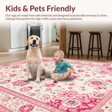 Ultra Soft Area Rug, Non Slip, Stain Resistant, Washable Area Rugs for Living Room, Bedroom, Contemporary Soft Floral Touch(Ivory)