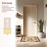Ultra Soft Area Rug, Non Slip, Stain Resistant, Washable Area Rugs for Living Room, Bedroom, Elegant Floral Runner(White)