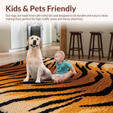 Ultra Soft Area Rug, Non Slip, Stain Resistant, Washable Area Rugs for Living Room, Bedroom, Realistic Tiger Print Living Room Statement Rug(Orange)