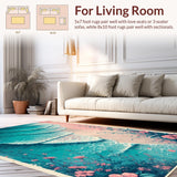 Ultra Soft Area Rug, Non Slip, Stain Resistant, Washable Area Rugs for Living Room, Bedroom, Retro Honeycomb Non-Slip Bedroom Area Carpet(Blue)
