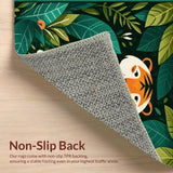 Ultra Soft Area Rug, Non Slip, Stain Resistant, Washable Area Rugs for Living Room, Bedroom, Whimsical Green Tiger Print Artistry(Orange)