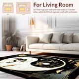 Ultra Soft Area Rug, Non Slip, Stain Resistant, Washable Area Rugs for Living Room, Bedroom, Sleek Contemporary Rounded Design(Black)