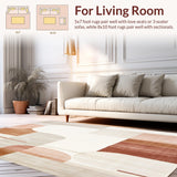 Modern Boho Area Featuring Abstract Shapes and Warm Neutral Colorblocking(Beige)