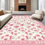 Ultra Soft Area Rug, Non Slip, Stain Resistant, Washable Area Rugs for Living Room, Bedroom, Trendy Cheerful Botanical Print(White)