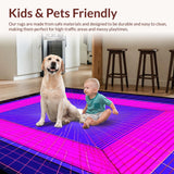 Ultra Soft Area Rug, Non Slip, Stain Resistant, Washable Area Rugs for Living Room, Bedroom, Whimsical Futuristic Color Fusion(Purple)