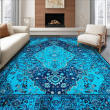 Ultra Soft Area Rug, Non Slip, Stain Resistant, Washable Area Rugs for Living Room, Bedroom, Distressed Blue Vintage Rug for Living Room(Blue)