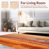 Ultra Soft Area Rug, Non Slip, Stain Resistant, Washable Area Rugs for Living Room, Bedroom, Artistic Abstract Washable Area Rug(Orange)