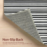 Ultra Soft Area Rug, Non Slip, Stain Resistant, Washable Area Rugs for Living Room, Bedroom, Minimalist Dual Tone Stripe Runner Carpet with Crisp Black and White Bands(Black)