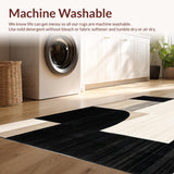 Ultra Soft Area Rug, Non Slip, Stain Resistant, Washable Area Rugs for Living Room, Bedroom, Barista Collection Modern Abstract Geometric Circles Area Rug Beige Black(Black)