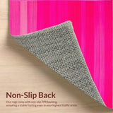 Ultra Soft Area Rug, Non Slip, Stain Resistant, Washable Area Rugs for Living Room, Bedroom, Energetic Modern Layered Design(Pink)