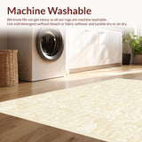 Ultra Soft Area Rug, Non Slip, Stain Resistant, Washable Area Rugs for Living Room, Bedroom, Transitional Floral Patterned with Subtle Beige Tones(Beige)