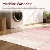 Ultra Soft Area Rug, Non Slip, Stain Resistant, Washable Area Rugs for Living Room, Bedroom, Modern Bow Scallop Accent Rug with Coquette Ribbon and Preppy Detailing(Pink)